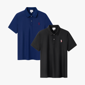 Áo Polo GOLF Đen/Tím Than Cao Cấp, Chống Nhăn, Chống Bám Bẩn 9APCB914DEN/TTT